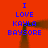 Red background with blue pixelated text reading "I LOVE KAYLA BAYSORE" in two vertical , each containing the same phrase twice