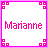 Pixelated pink text 'Mananne' centered in a white square bordered by bright pink frame with corner decorations.