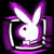 Pixelated icon of a white rabbit head with purple outline and background, featuring large ears, black eye dot, and stylized mouth shape.
