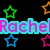 Pixelated text names 'RacheBecca', 'Julia', and 'Ashley' surrounded by colorful stars on a black background.