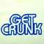 Static pixelated icon featuring bold blue text reading "GET CRUNK" on a light gradient background with visible dithering and anti-aliasing effects.