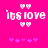 Pixelated pink background with white text 'its love' flanked by heart symbols and purple star-like shapes below.