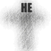 A sequence of black-and-white crosses with evolving text above and below, transitioning from blurry to sharp forms.