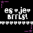 Pixelated text 'es * je* BFFLS!' repeated in two with pink star accents on black background, animated by shifting star positions