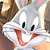 Animated contact sheet showing two frames of a cartoon rabbit character with gray fur, white muzzle, and red mouth against a brown background, alongside a blue section with pixelated text reading "CoolBuddy.com".