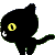 Two black cat silhouettes with yellow eyes and white whiskers face each other against a white background.
