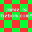 Green and red pixelated diamond-patterned background with repeated white text 'jamie is thebom.com!'
