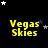 Yellow 'Vegas Skies' text on black background with white and gray stars; star positions shift across frames.