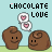 Pixel art of chocolate candies with smiling faces and floating heart bubbles, arranged in a on light blue background