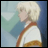 A 48x48 pixel buddy icon featuring a side-profile anime character with blonde hair and a rainbow-striped outfit on the left, paired with "Anime IM" text in white pixelated font on black background on the right.