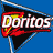 Pixelated static icon featuring the Doritos logo on a blue background with black and red geometric shapes.