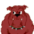 A 4-frame animated contact sheet of a red bulldog mascot with varying facial expressions and mouth positions, displayed on a gray background.