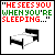Six- pixel art with red and green text, depicting Santa's surveillance themes including a bed, eye, book, and snowflakes