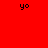 Red and white pixelated with repeated 'yo' text in black, arranged across multiple overlapping rectangular sections