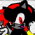 Pixelated character with black fur, red accents, white eyes, and purple mouth in four- with cyan text overlay