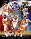 Static image of basketball players in white jerseys with red accents, holding orange basketballs, set against a blurred background featuring the 'TJSHOME' logo and netting.