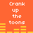 Orange background with white text reading "Crank up the toons" and yellow horizontal bars in two vertical , each showing different bar heights across observations