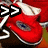 Red and white sneakers with black accents, green text reading 'Your foot goes here', and a double chevron symbol in the top-left corner.