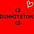 Red background with white heart outline at top center, four black '<3' symbols arranged around a central repeating text string.