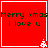 Red square icon with white border containing pixelated text "Merry xmas i love u" and small white snowflake in bottom-right corner.