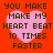 Red background with four identical pixelated pink hearts, each overlaid with dark brown text reading "YOU MAKE MAKE MY HEART BEAT 10 TIMES FASTER".
