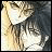 Anime-style character with long dark hair and light skin, partially obscured by a black background with white text.