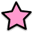 Static pixelated star icon with pink fill and black outline on transparent background.