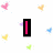 Pixelated text 'I LOVE KOSMO' in pink with black outlines on white background, surrounded by small colorful heart shapes.