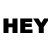 A static contact sheet of four 48x48 pixel frames showing a black text animation on white background with the phrase "HEY HO LETS GO!" in bold, blocky letters.