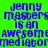Pixelated text on a split background with green and yellow quadrants, displaying 'jenny masters is an awesome mediator' in blue block letters.