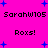 Pixelated text and blue star shapes on a bright pink background, with repeated phrases and symbols arranged in a pattern