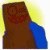 Brown wooden figure with red facial features and blue arm, set against yellow-orange gradient background, animated with subtle expression shifts.