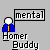Pixelated character with white head and blue jacket, two versions show text above the character: 'mental' in a box on top version, 'My pockets mental' on right side of top version.