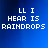Blue gradient background with pixelated text "ALL I HEAR IS RAINDROPS" in white and light blue, showing animation changes across frames.