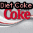 Six display variations of a Diet Coke logo with changing text overlays on a gray background featuring red and white swooshes