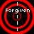 Four red concentric circles with white text 'Forgiven' and white crosshairs on a black background, arranged in a