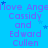Blue background with repeated purple text 'I love Angel Cassidy and Edward Cullen' and small blue stars, arranged in a pattern