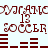 Red pixelated text and symbols on light background, with repeated 'SOCCER' words and number 13 above horizontal bar patterns.