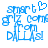 Blue pixelated text and symbols on white background, with a heart symbol above the word 'smart' in one version.