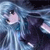 Pixelated image of a light-colored animal figure with dark accents against a blue-toned background, featuring a vertical white element on the left side.