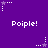 Purple background with repeated white text 'Poiple!' and alternating star-and-dot patterns in white and purple.