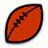 A static pixelated icon of a brown football with black laces and red accents, rendered in low-resolution style.