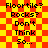 A static image with a red and yellow checkered background displaying repeated text phrases in black pixelated font.