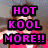 Pixelated image of a person in pink clothing with bold text overlays, one side reading HOT KOOL MORE!! and the other I LOVE PAIGE!