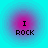 Four circular icons with gradient backgrounds display "I ROCK" text in black pixelated font, each with distinct color transitions.