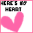 Animated sequence of pink heart icons with evolving text reading "HERE'S MY HEART YOU CAN TAKE IT, JUST DON'T B JUST DON'T BR JUST DON'T BRE JUST DON'T BREAK JUST DON'T BREAK IT THANKS.".