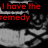 A black-and-white animated image with colored text overlays showing a figure holding an object, transitioning between frames.