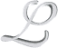 twelve identical silver script 'L' characters on a gray background, each with a glossy 3D effect and subtle shading