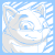 Pixelated 2D animation of a light gray cat-like creature with blue accents in four sequential frames showing subtle facial expression changes against a solid light blue background.