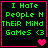 Four identical pixel-art with green text on black background, each containing 'I Hate People N Their Mind Games <3' and varying pink heart symbols